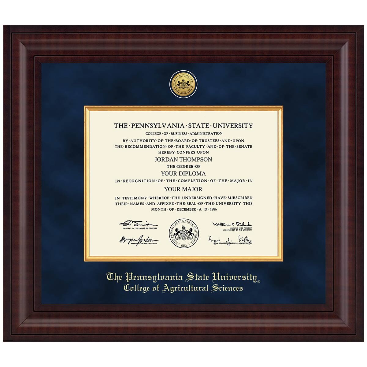#109 College of Agricultural Sciences diploma frame Presidential in Premier (Chestnut)